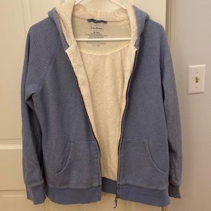 LL Bean super comfy blue fuzzy zip-up